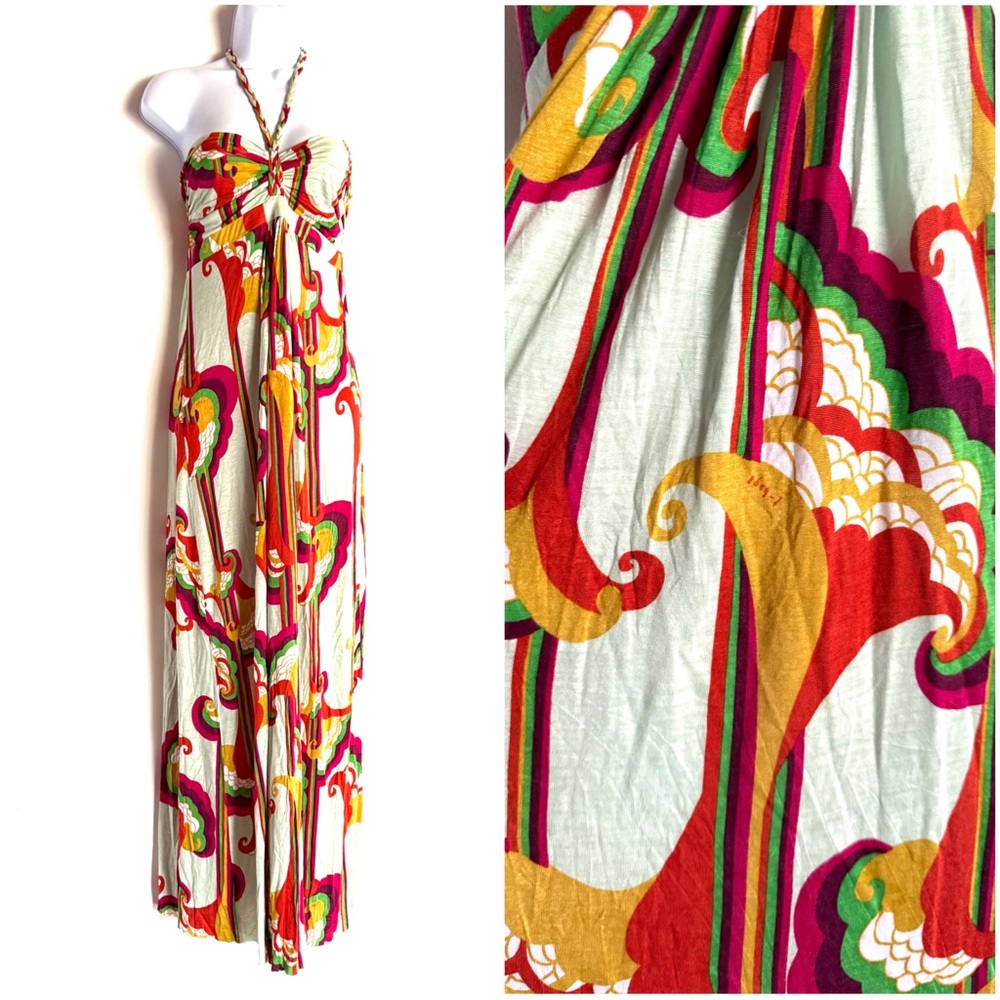 T-Bags Los Angeles Groovy Knit Halter Maxi Dress